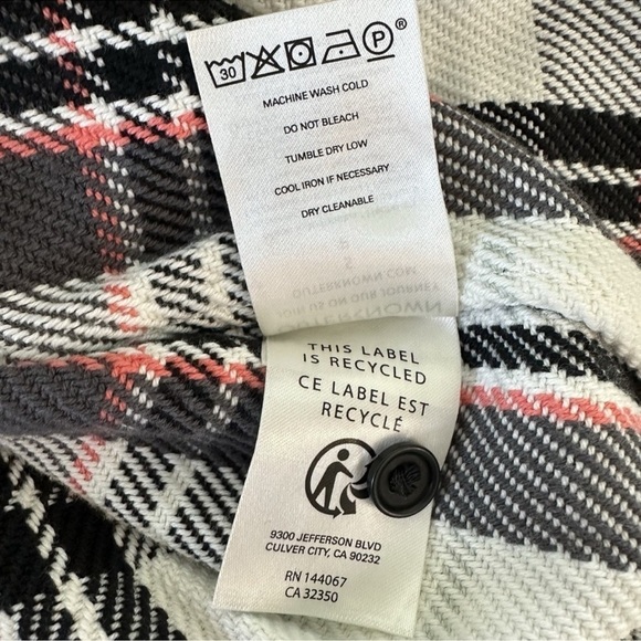 Outerknown Blanket Shirt Dress White Black Pink Plaid Long Sleeve Size Small NWT - Picture 11 of 14